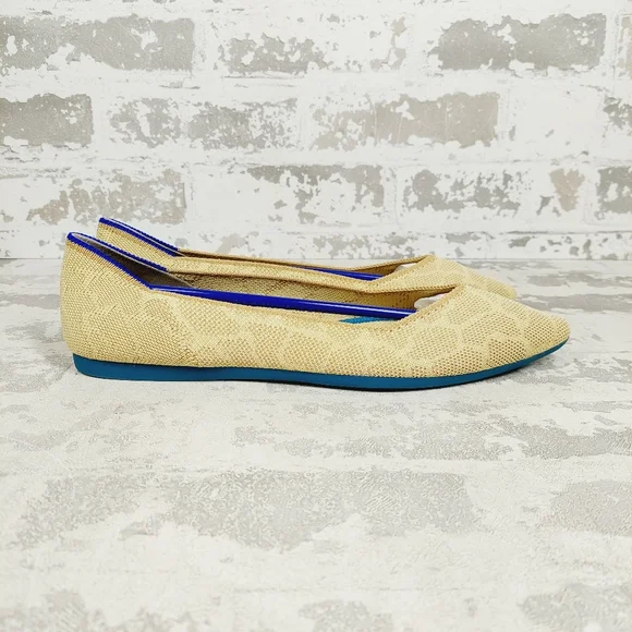 New Rothy's The Flat Giraffe Lemon Knit Pointy Toe Slip On Loafers W560
